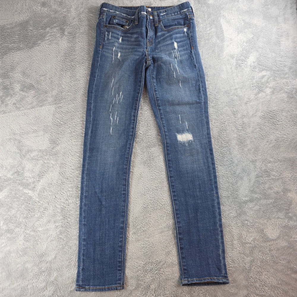 J.Crew Womens 24 Indigo Blue Jeans Stretch Distressed Slim 08410